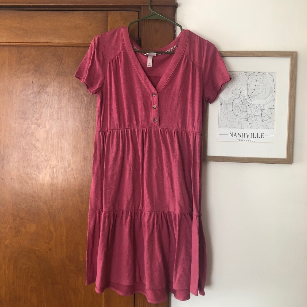 Raspberry Tiered Sun Dress